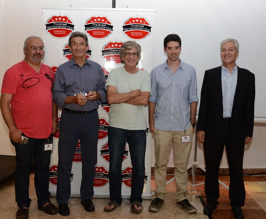 From right to left: Shlomo Gerdman, Dr. Mati Ran, Prof. Elon Vadia, Prof. Mati Mintz, Prof. Simon Litzin at the Chip Club conference, June 23, 2014. Photo: Shmuel Oster