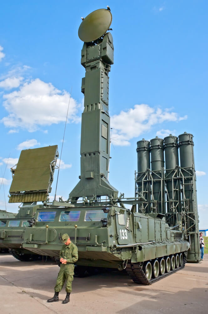 A Russian S-300 military missile on its launcher. Photo: Meoita / Shutterstock.com