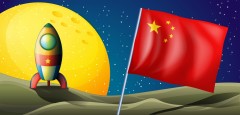 דגל סיני על כוכב לכת אחר. איור: shutterstock