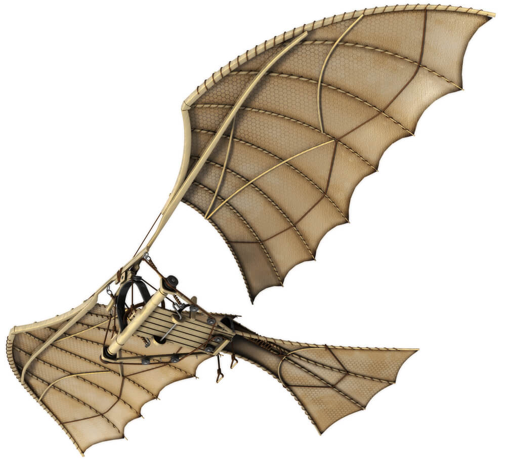 Leonardo da Vinci's flying machine - the first imitator of nature. Illustration: shutterstock