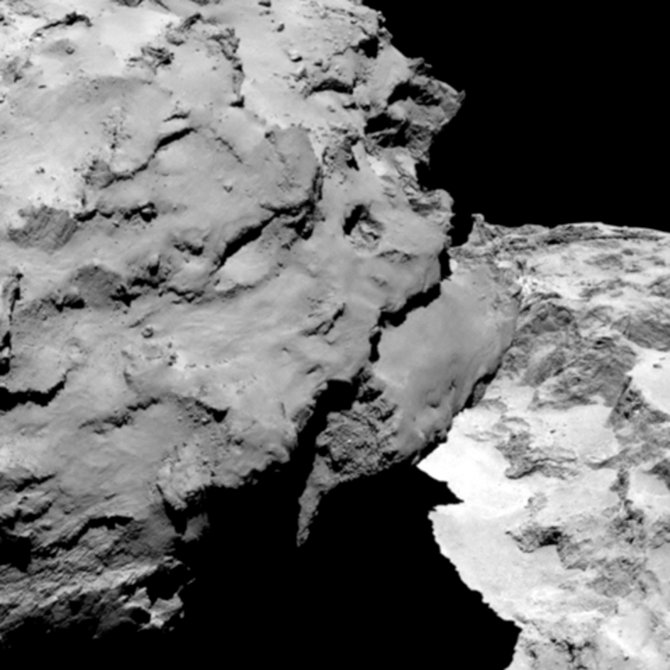 A close-up of the nucleus of comet 67P Churyumov-Gardimenko. Photo: European Space Agency's Rosetta spacecraft, August 6, 2014