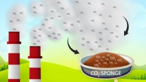 Plastics that absorb carbon dioxide could one day be used in factory chimneys in the future. [Courtesy of ACS]