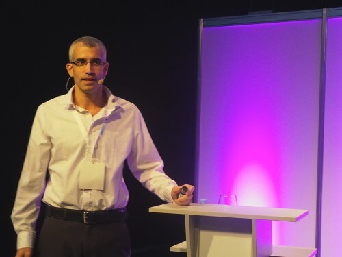 ד"ר אסף בהט, מנכ"ל קליה ביוטק בכנס Life Sciences Baltics 2014 שהתקיים בוילנה בירת ליטא, ספטמבר 2014. צילום: אבי בליזובסקי