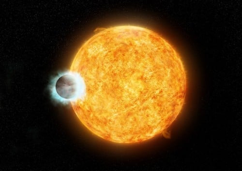 The hot Jupiter-type planet WASP-18b makes its parent star WASP-18 look older than its age. Image: NASA/CXC/M. Weiss