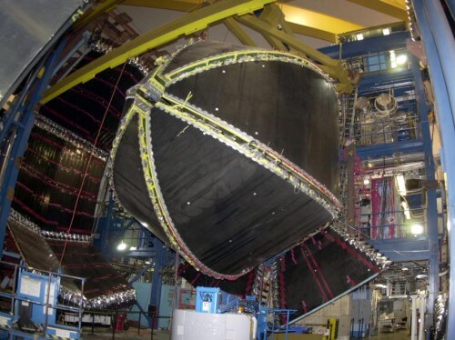 which the researchers used to detect the particles emitted from the nucleus of the atom. The detector has a spherical structure with a diameter of about 6 meters and almost completely surrounds the atomic nucleus studied in the experiment.