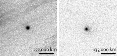 שני עצמים בעלי מסלולים דמויי שביט חלפו דרך מערכת השמש ב-2013 וב-2014, אך לא הראו כל פעילות. משמאל C/2013 P2 Pan-STARRS ומימין C/2014 S3 Pan-STARRS. צילום: המכון לאסטרונומיה, אוניברסיטת הוואי.