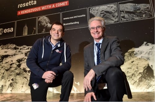 ESA Flight Director Andrea Acumazzo and ESA Mission Manager Paolo Perre at ESOC - ESA Control Center in Darmstadt, November 11, 2014. Photo ESA,/J NAI