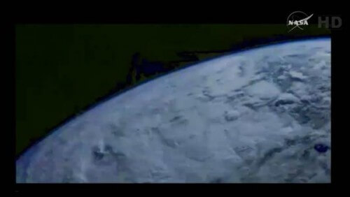 צילום ראשון של כדור הארץ ממצלמות החללית אוריון בטיסת המבחן הראשונה שלה, 5/12/14. צילום: נאס"א