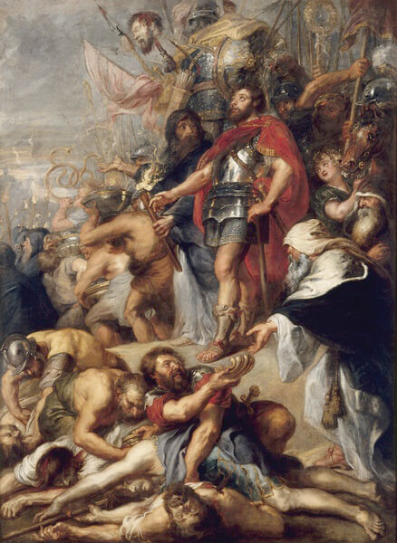 Judah the Maccabee prays for the dead after his victory. Painting by Rubens. From Wikipedia