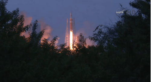 Orion spacecraft launch, 5/12/14. Screenshot from NASA TV