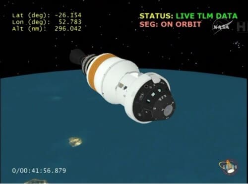 Tracking the spacecraft from the control center in Houston, screenshot from NASA television