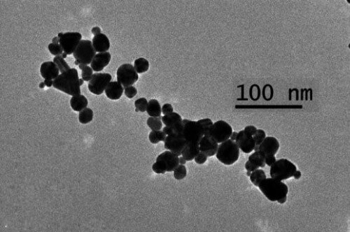 Microscope image of gold nanoparticles produced with the help of micro-plasmas on an innovative and extremely sensitive test strip, a strip capable of early detection of heart attacks.