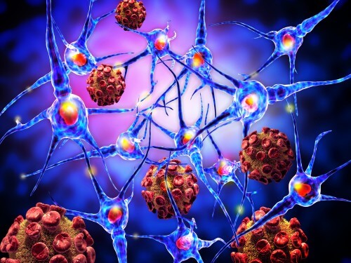 Bacteria attack nerve cells. Illustration shutterstock