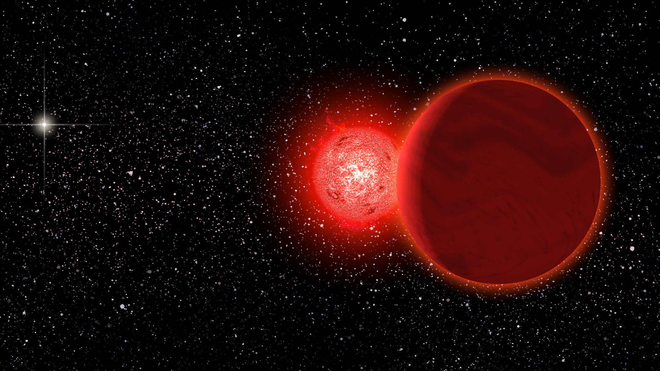 At the time when modern man emerged from the shadows, and the Neanderthals were close to extinction, a double star system passed by the far reaches of the solar system. (Image: Michael Osadciw/University of Rochester)