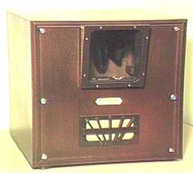 One of the mechanical television sets produced by Peter Yancher who specialized in the first television technologies. He passed away in February 2014, but ten years earlier he donated the devices he collected and created to the Museum of the First Televisions operated by the Indiana Radio Historical Society