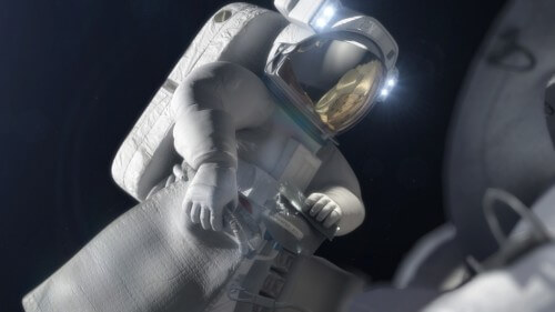 אסטרונאוט מאחסן דגימה מהאסטרואיד. קרדיט: נאס"א והמעבדה להנעה סילונית במכון הטכנולוגי של קליפורניה