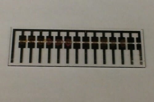 The MIT researchers' device, based on chemically modified carbon nanotubes, is able to detect amines emitted from spoiled meat. [Courtesy of Sophie Liu]