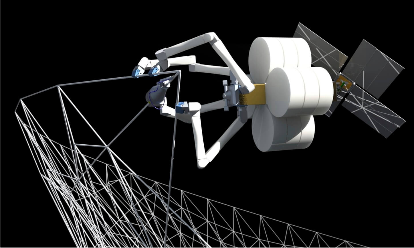 SpiderFab - a device for building large installations in space. Illustration: TUI
