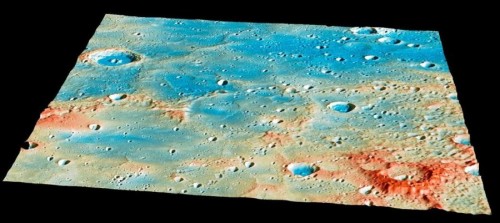 The surface of the planet Mercury. A photo from the Messenger spacecraft just before it hit the ground. Photo: NASA
