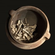שרידי סיר בישול המכיל עצמות תרנגולות. צילום: החוג לארכיאולוגיה, אוניברסיטת חיפה