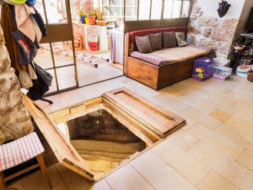 Mikveh Taharah - view from the living room. Photographs: Asaf Peretz, courtesy of the Antiquities Authority