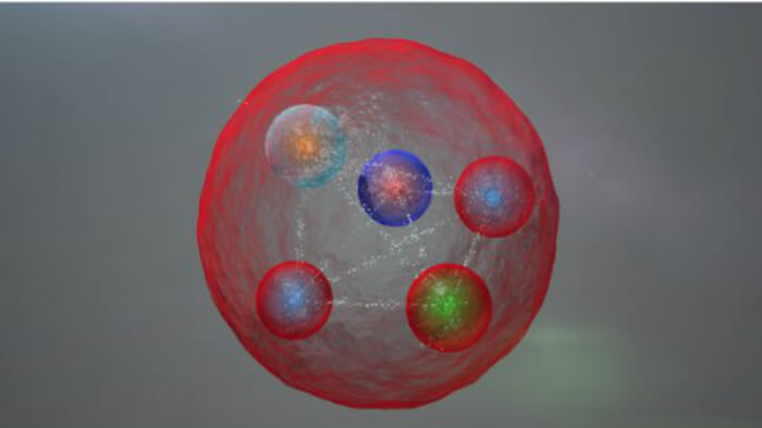 חיבור של בריון ומזון מניב חלקיק בעל חמישה קווארקים. איור: CERN