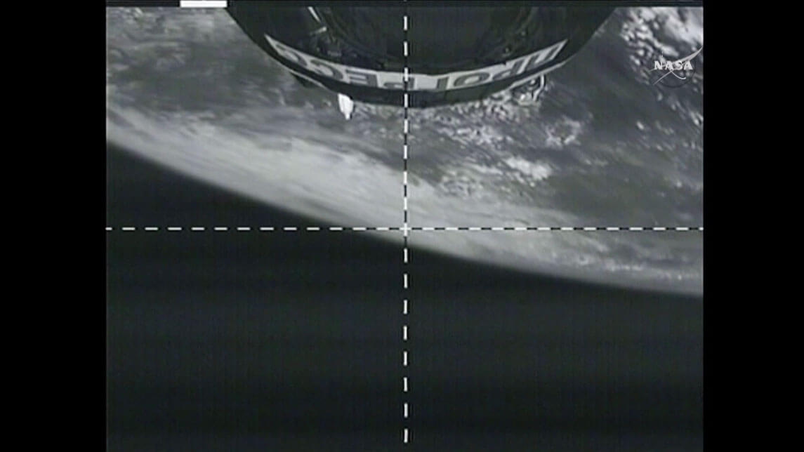 A view from the camera of the Progress 60 spacecraft on its way to the International Space Station, 3/7/15. Photo: NASA TV