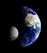הירח וכדור הארץ. הירח דומה גם לטיה וגם לכדור הארץ