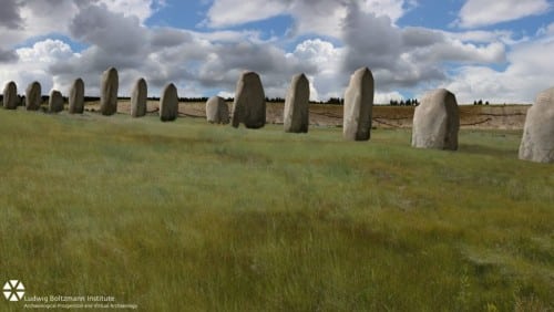 The simulation of the new stones discovered at the Stonehenge site. Photo: Ludwig Boltzmann Institute