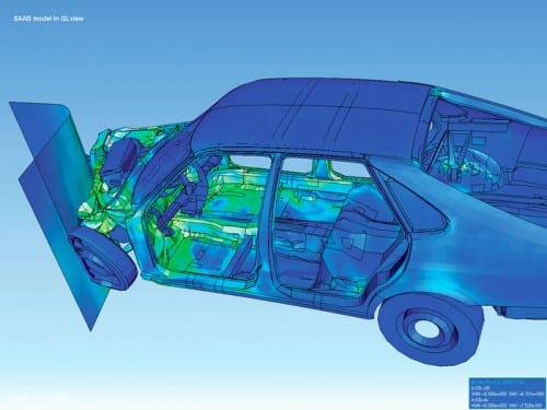 Checking loads on a vehicle during an accident using finite element software