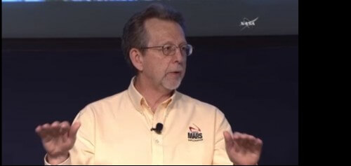 Jim Green, Director of the Planetary Science Division at NASA, at the press conference, 28/9/15. Screenshot from NASA TV