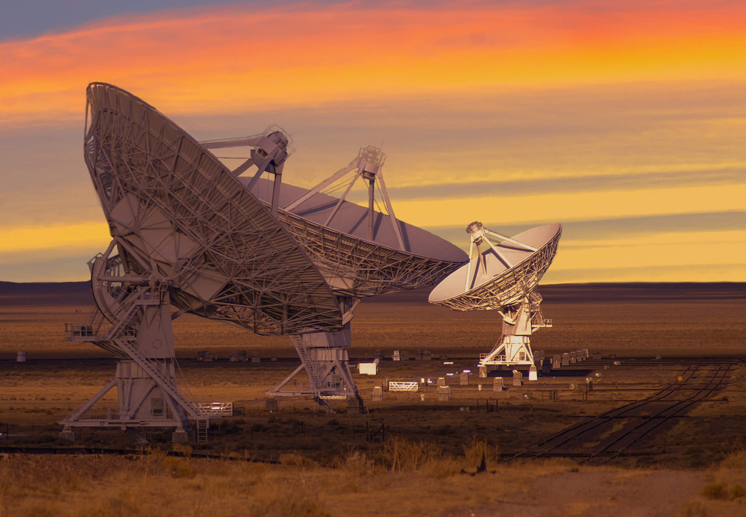 A section of the very large array - a concentration of radio telescopes used, among other things, to search for radio signals from aliens. Photo: shutterstock