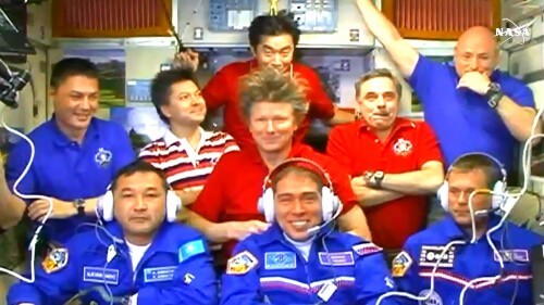 An international team of astronauts from the USA, Russia, Japan, Denmark and Kazakhstan are working together on the International Space Station until September 11. Photo: NASA TV