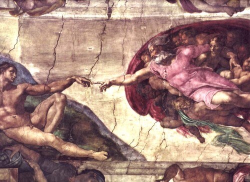 בריאת האדם - ציור התקרה המפורסם של מיכאלאנג'לו על תקרת הקפלה הסיסטינית בוותיקן, רומא. מתוך ויקיפדיה