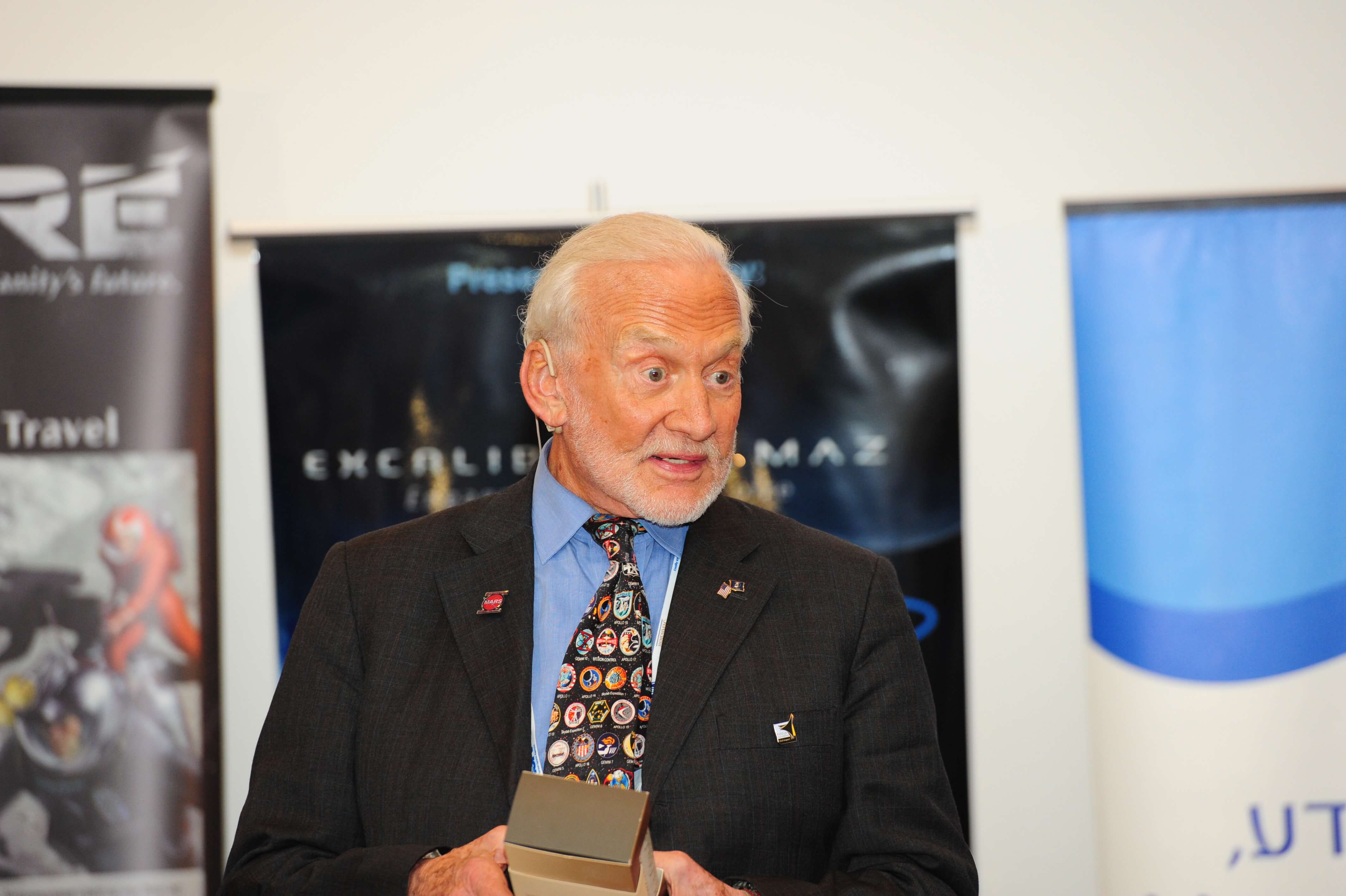 Astronaut Buzz Aldrin, at the IAC conference in Jerusalem, 12/10/2015. Photo: Yair Zriker, CEO