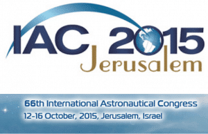 The symbol of the convention of the International Association for Astronautics, IAC, in Jerusalem, October 2015