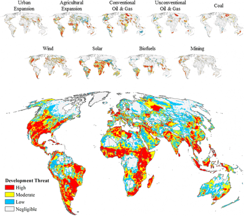 The map of the threats to the habitats. Figure: PLos One