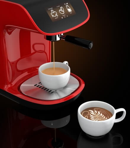 Smart coffee machine with touch screen. Photo: shutterstock