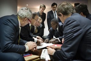 UN Secretary General Ban Ki-moon approves the final text of the agreement. Photo: COP PARIS