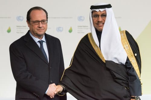 French President Francois Hollande together with Kuwaiti Prime Minister Sheikh Jaber Al Mubarak Al Saban at the climate conference in Paris Frederic Legrand - COMEO / Shutterstock.com