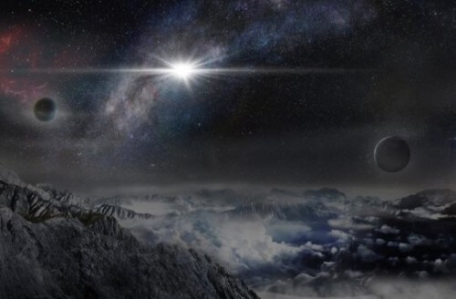 An artist's rendering of the powerful supernova ASASSN-15lh as it would have been seen from a planet 10,000 light-years away in the same galaxy where the supernova occurred. Illustration: Beijing Planetarium/Jin Ma