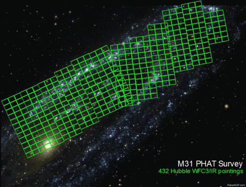 שדה הראייה הרחב של WFIRST – בעוד להאבל נדרשו 432 צילומים נפרדים כדי לצלם לעומק את גלקסיית אנדרומדה, ל-WFIRST ידרשו רק 2 צילומים. מקור: נאס"א.