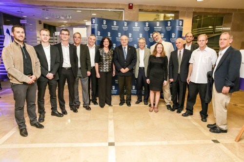 Winners of the Yanai Award for Excellence in Academic Education with Technion President Prof. Peretz Lavi. (From right to left: Prof. Danny Raz, Prof. Ran El-Yaniv, Prof. Shlomo Bakhor, Prof. Mark Telsnik, Prof. Eilat Baram-Zabari, Prof. Danny Levin, Prof. Yossi Evron, Technion President Prof. Peretz Lavia, Prof. Yosef Ben Asher, Prof. Ross Pinsky, Prof. Ilan Mark, Prof. Mishna Moran Berkowitz and Omer Amit Chairman of the Technion Student Legends Photo: Avi Nishnivar, Technion spokeswoman