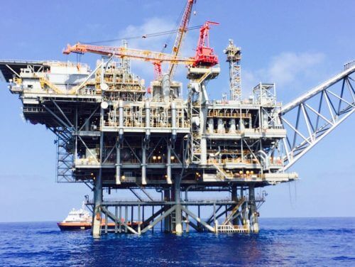 A gas rig near the coast of Israel. Photo: IDF spokesman