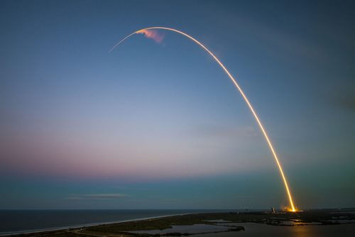 צילום השיגור בחשיפה ארוכה. מקור: SpaceX