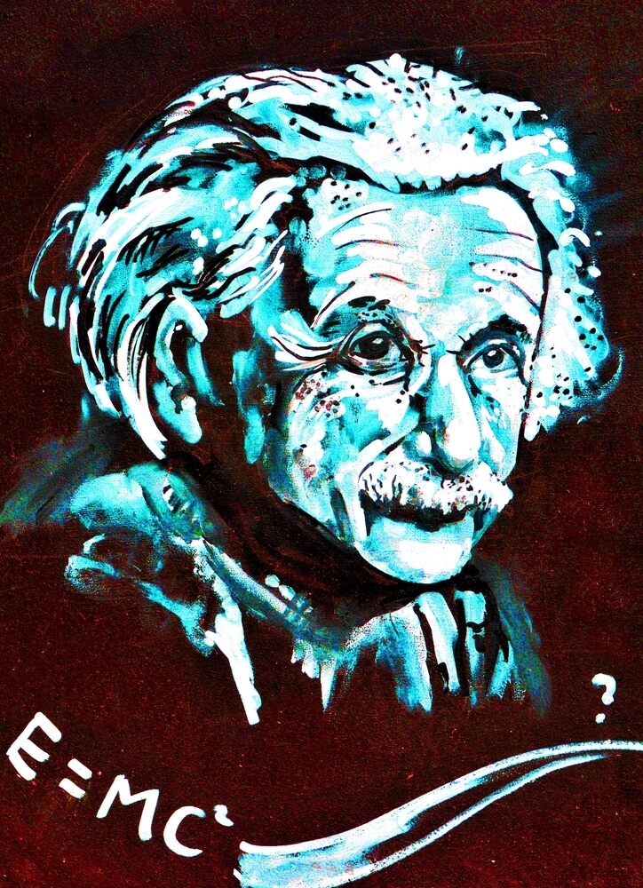 ציור גרפיטי של איינשטיין והנוסחה המפורסמת שלו. צילום: shutterstock
