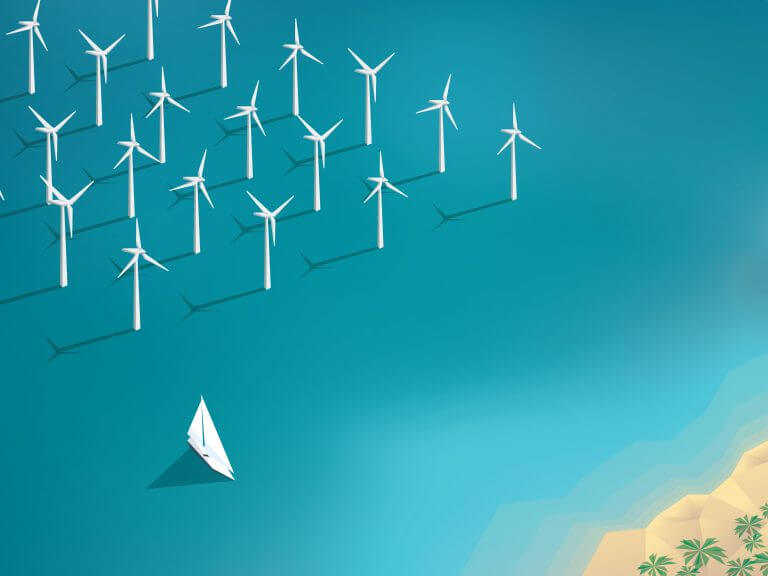 Not only gas can also be produced in the sea clean energy. OFFSHORE POWER PLANTS. Photo: shutterstock