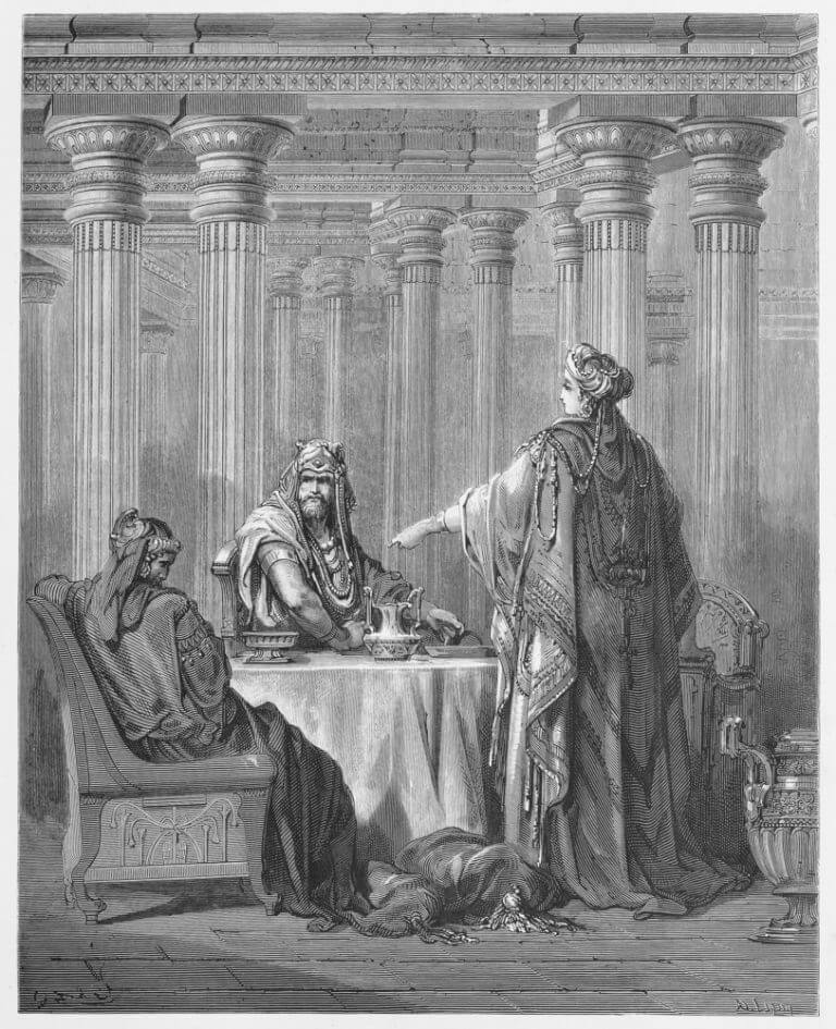 גוסטב דורה - אסתר מעידה בעד עמה אצל המלך אחשוורוש. צילום: shutterstock