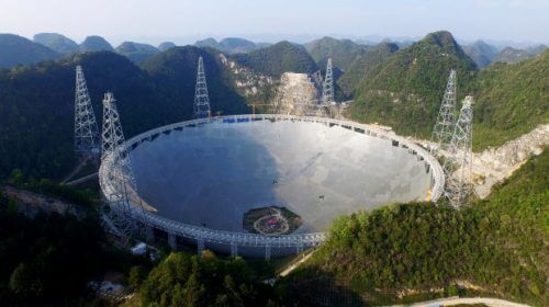 "The world's largest radio telescope" in Pingtang City, Guizhou Province, China. Photo: Commonwealth Scientific and Industrial Research Organization (CSIRO), the Australian organization that built the telescope components