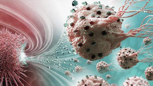 الروبوتات النانوية البكتيرية تهاجم الورم السرطاني رسم توضيحي: جامعة مونتريال للتكنولوجيا